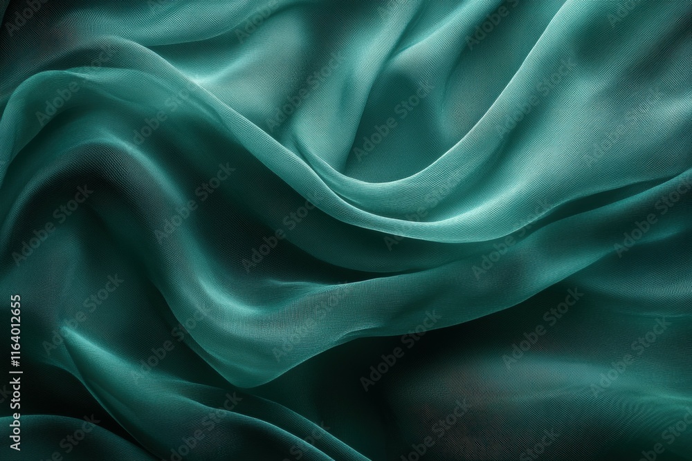 Obraz premium A close-up of flowing teal fabric, showcasing texture and movement.