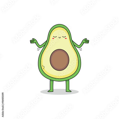 Cute avocado fruit cartoon character indifference attitude doodle