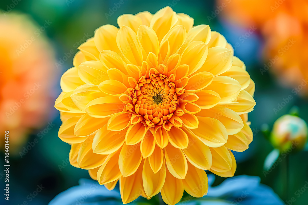 Yellow Dahlia with a green stem. Yellow Dahlia with a green stem.