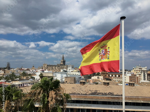flag on the street of spain, sevilla