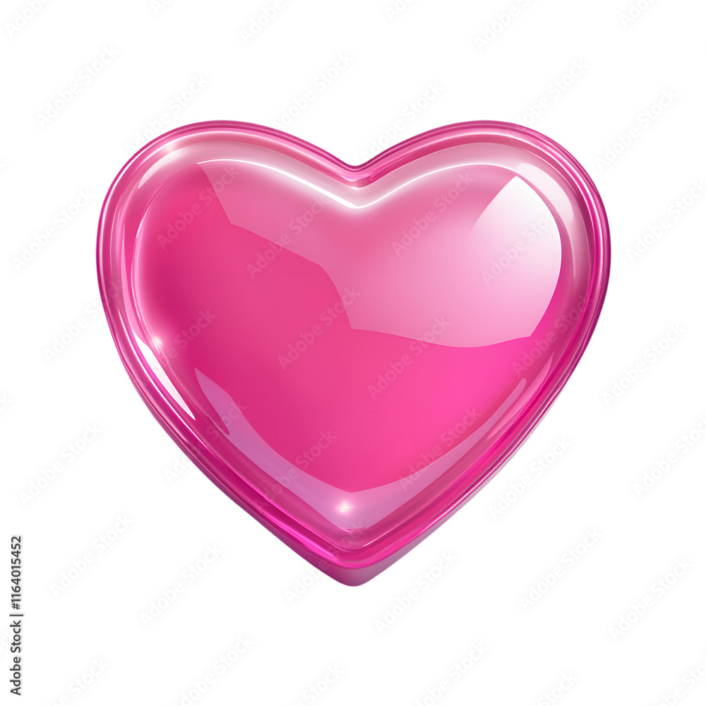 3D Pink Heart Icon with Star, Gummy Material Style, Mobile App Design 3D Pink Heart Icon with Star, Gummy Material Style, Mobile App Design