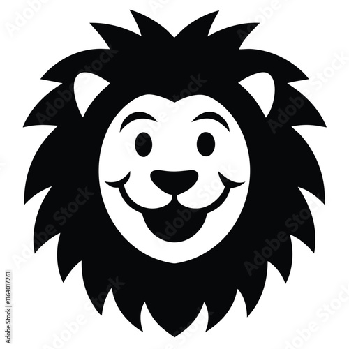 Happy Smiling Lion Face Icon Vector Design