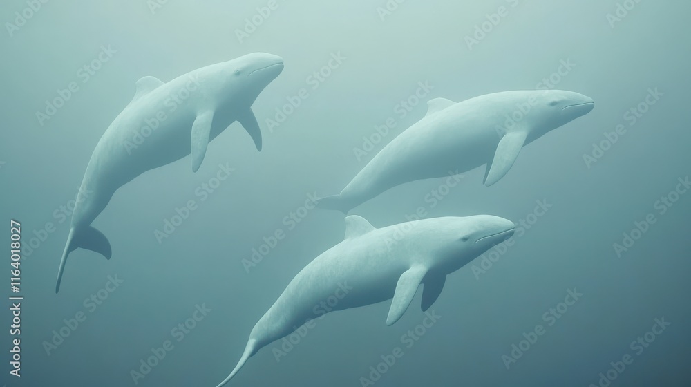 Fototapeta premium Serene Mammals Swimming in Clear Ocean Water