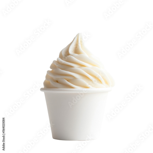 Creamy Vanilla Soft Serve Ice Cream in White Cup