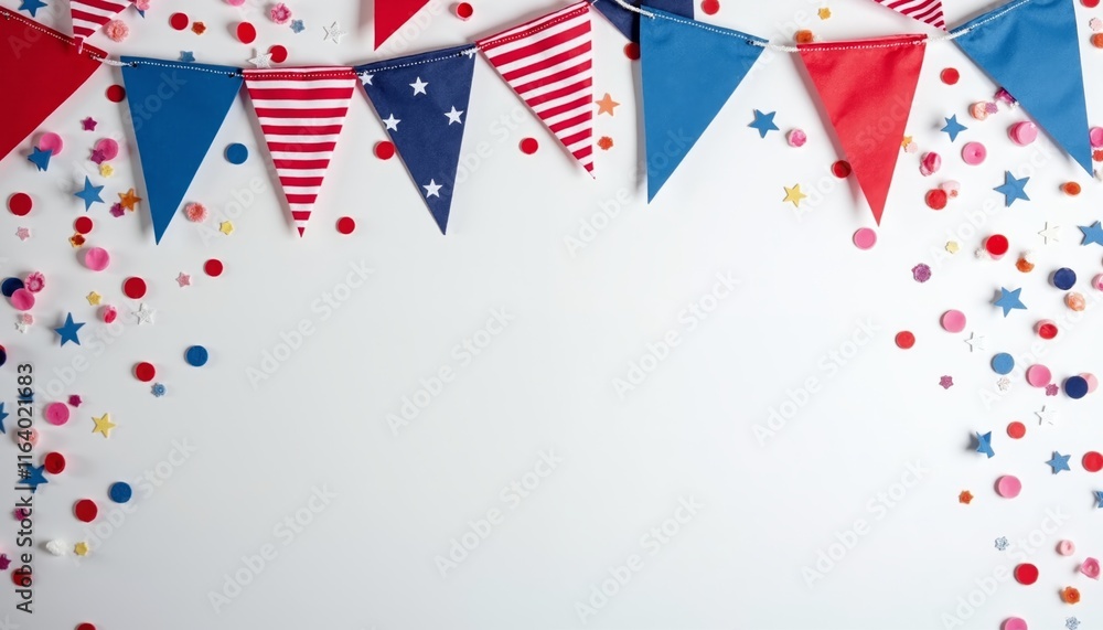 Obraz premium Colorful Festive Party Decorations with Banners and Confetti