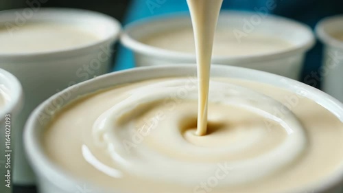 Wallpaper Mural Creamy liquid poured into cups creates smooth swirl, showcasing rich texture of dairy desserts and beverages, perfect for indulgent food lovers. Torontodigital.ca