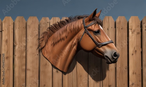 Minimalist horse head vector outline on wooden fence, wooden, vector, art photo