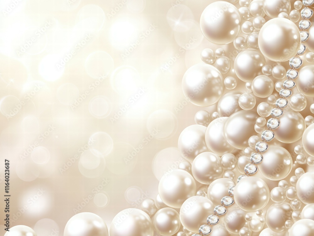A shimmering background of pearls and crystals, evoking elegance and luxury. A shimmering background of pearls and crystals, evoking elegance and luxury.