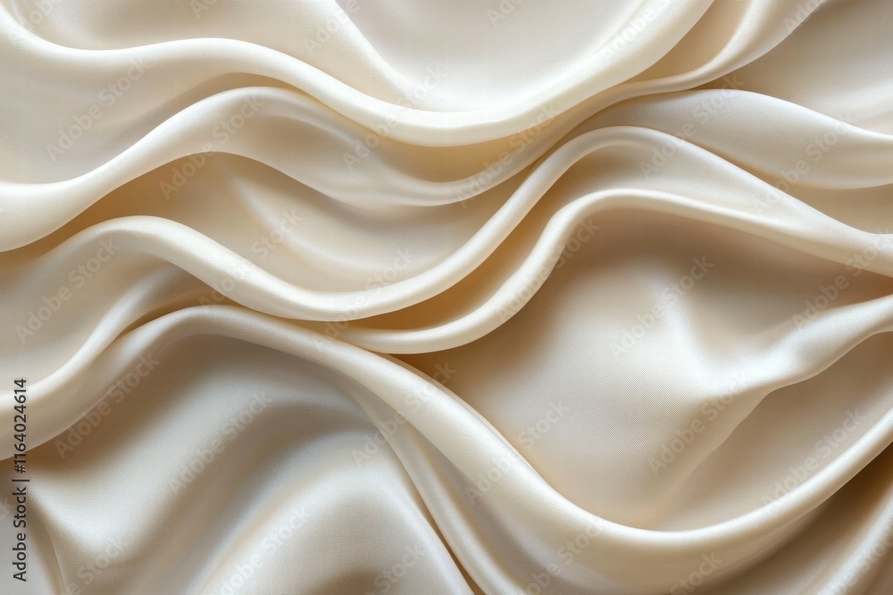 A close-up of soft, flowing cream-colored satin fabric with elegant folds and textures. A close-up of soft, flowing cream-colored satin fabric with elegant folds and textures.