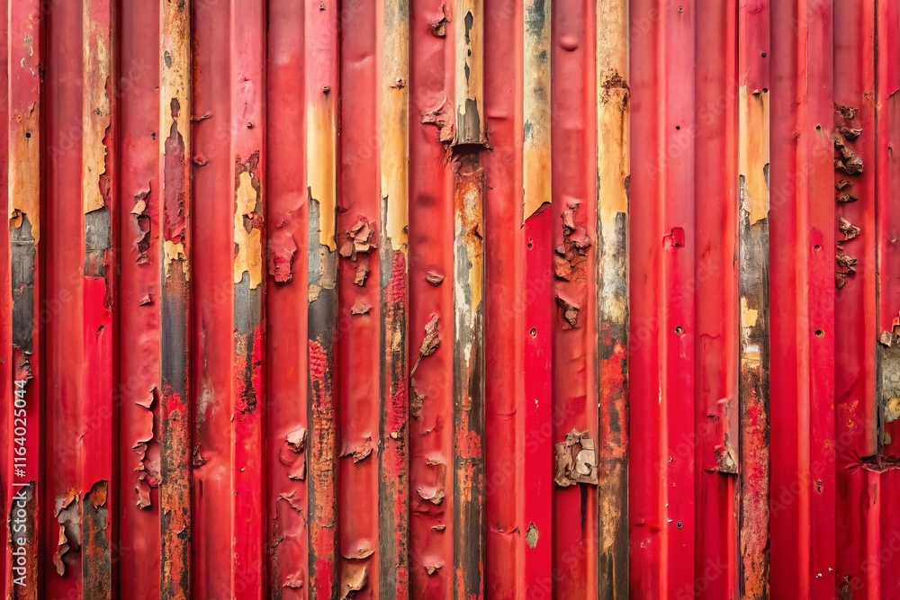 Fototapeta premium Rustic Red Shipping Container Wall Texture: Grunge Minimalist Background