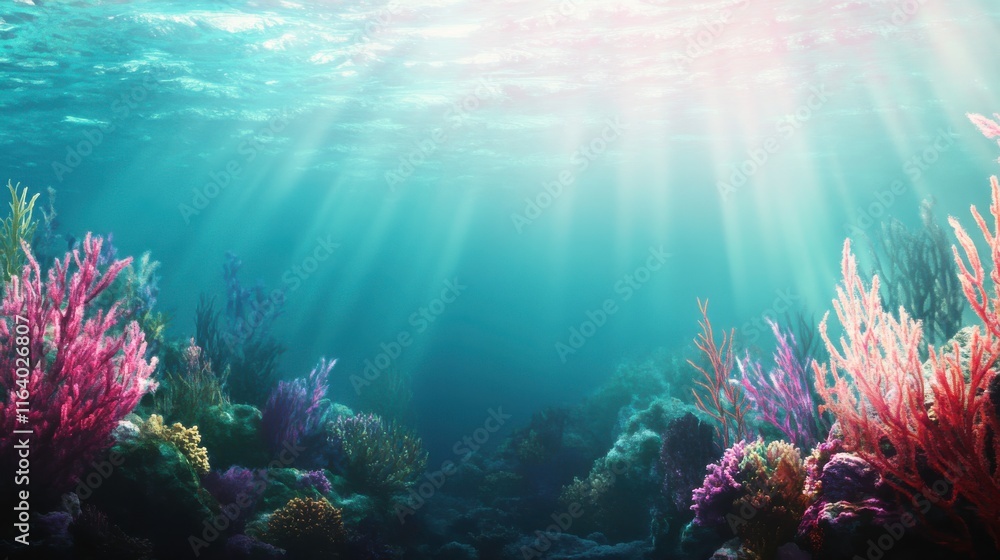 Fototapeta premium Vibrant Coral Reef with Dynamic Movement and Natural Light