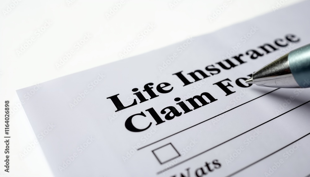 Life Insurance Claim Form with Pen on Document Life Insurance Claim Form with Pen on Document