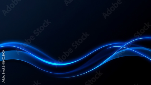 Smooth Glowing Blue Wave on dark blue Background