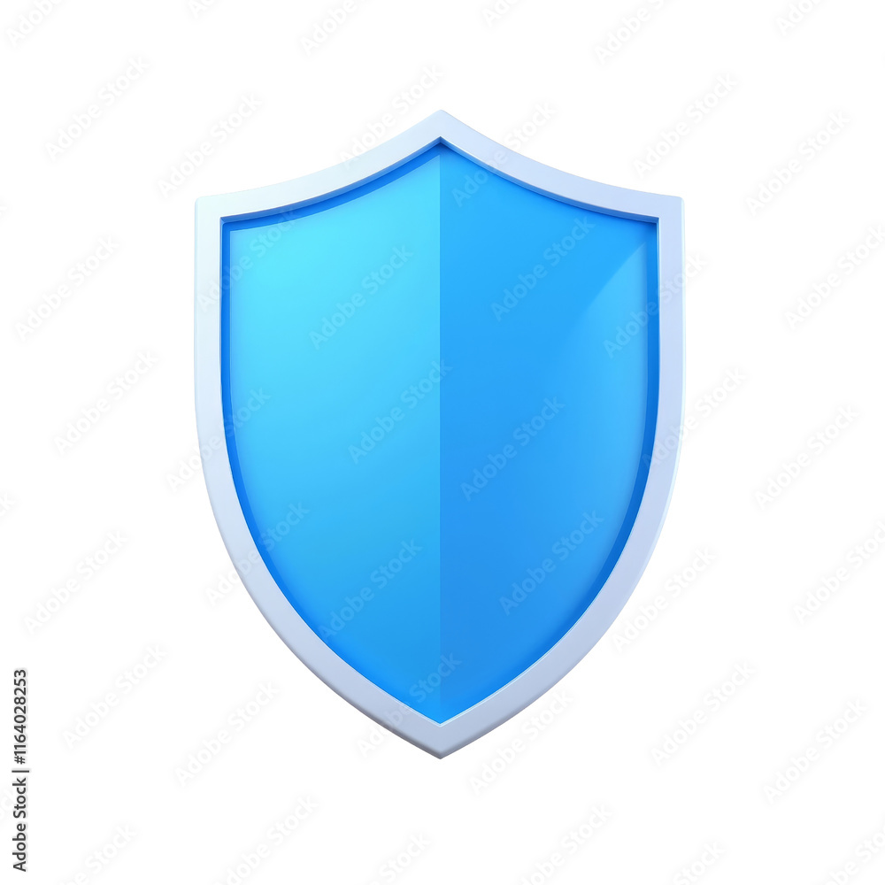 Bright Blue Shield Illustration on Simple Background Bright Blue Shield Illustration on Simple Background