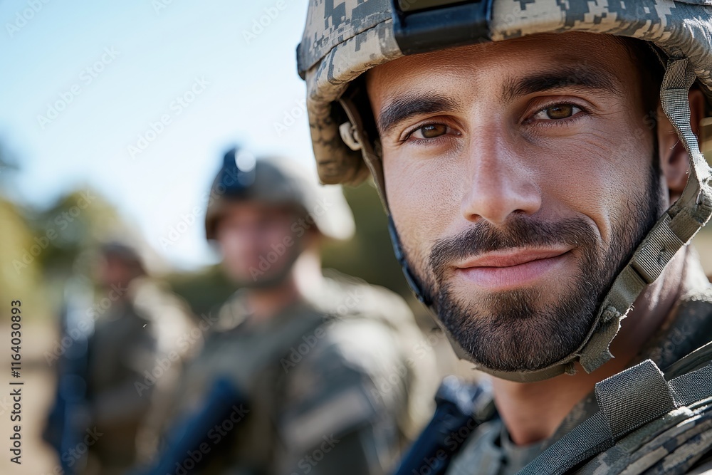A smiling soldier at a military training site embodies confidence and teamwork, showcasing the bonds formed between soldiers in a supportive environment. A smiling soldier at a military training site embodies confidence and teamwork, showcasing the bonds formed between soldiers in a supportive environment.