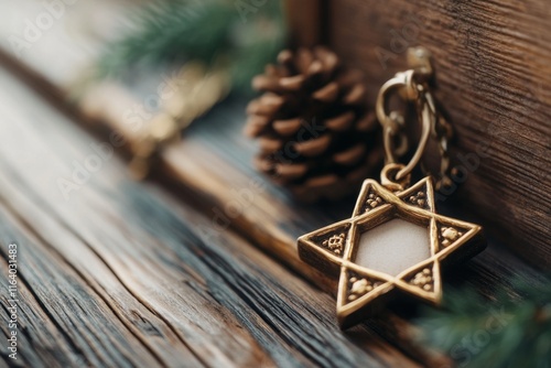 A close-up of a traditional mezuzah on a doorpost, symbolizing Jewish heritage and tradition photo