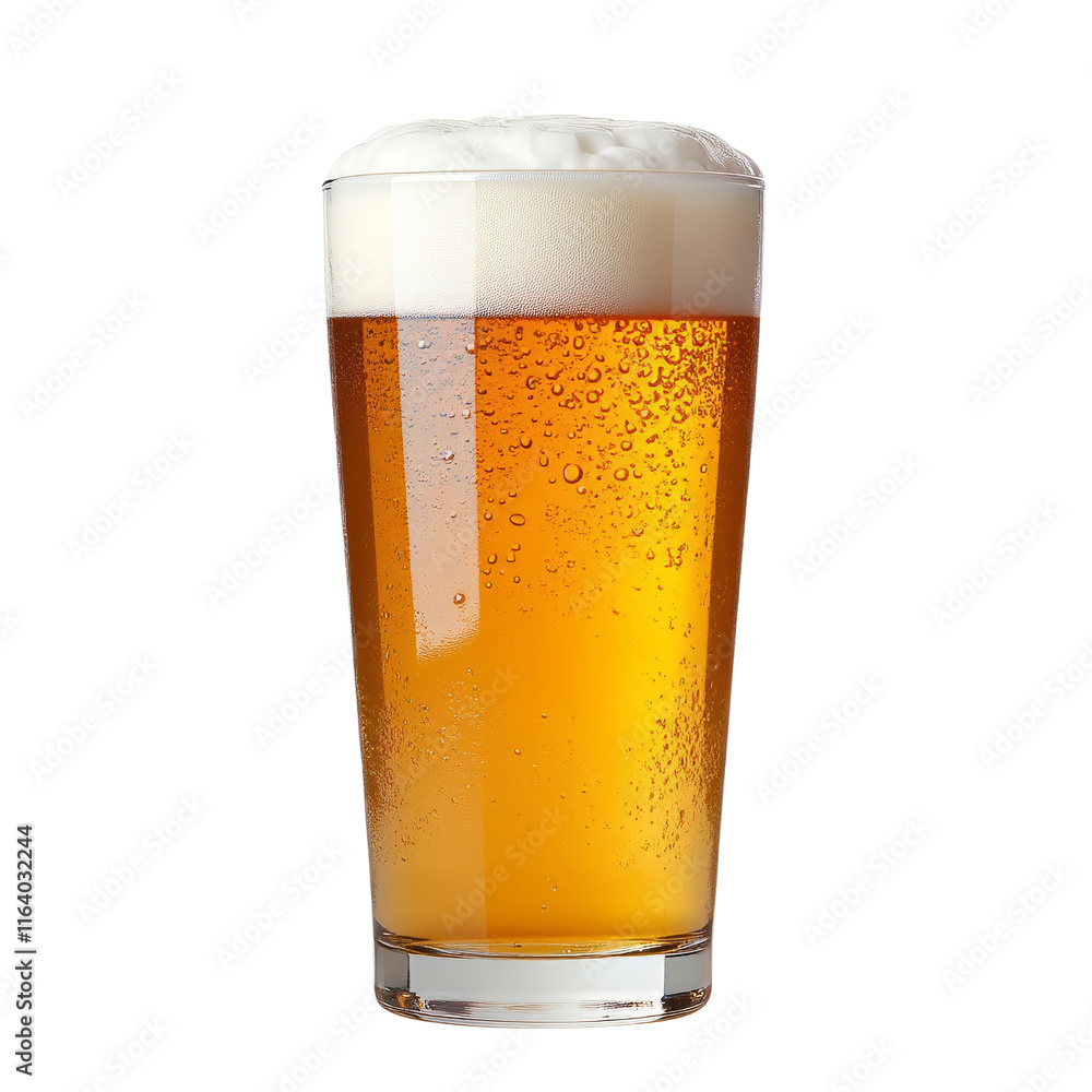 Close Up of Foamy Beer Glass Filled with Golden Amber Liquid Close Up of Foamy Beer Glass Filled with Golden Amber Liquid