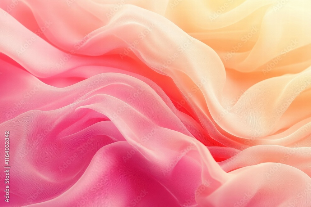 Obraz premium A flowing fabric in soft pink and orange hues, creating a serene and artistic atmosphere.