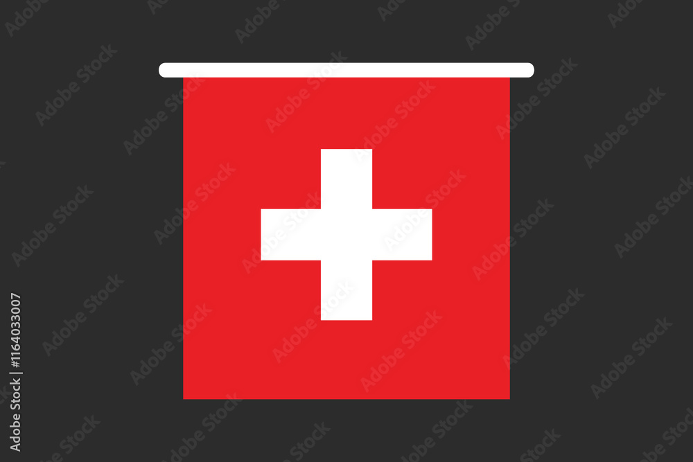 Obraz premium Switzerland flag, The flag of Switzerland, Flag of Switzerland national country symbol illustration Vector, Rectangle Switzerland flag illustration, Flat vector illustration 