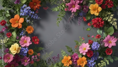 Colorful flowers and leaves intertwined with vines , botanical, illustrations