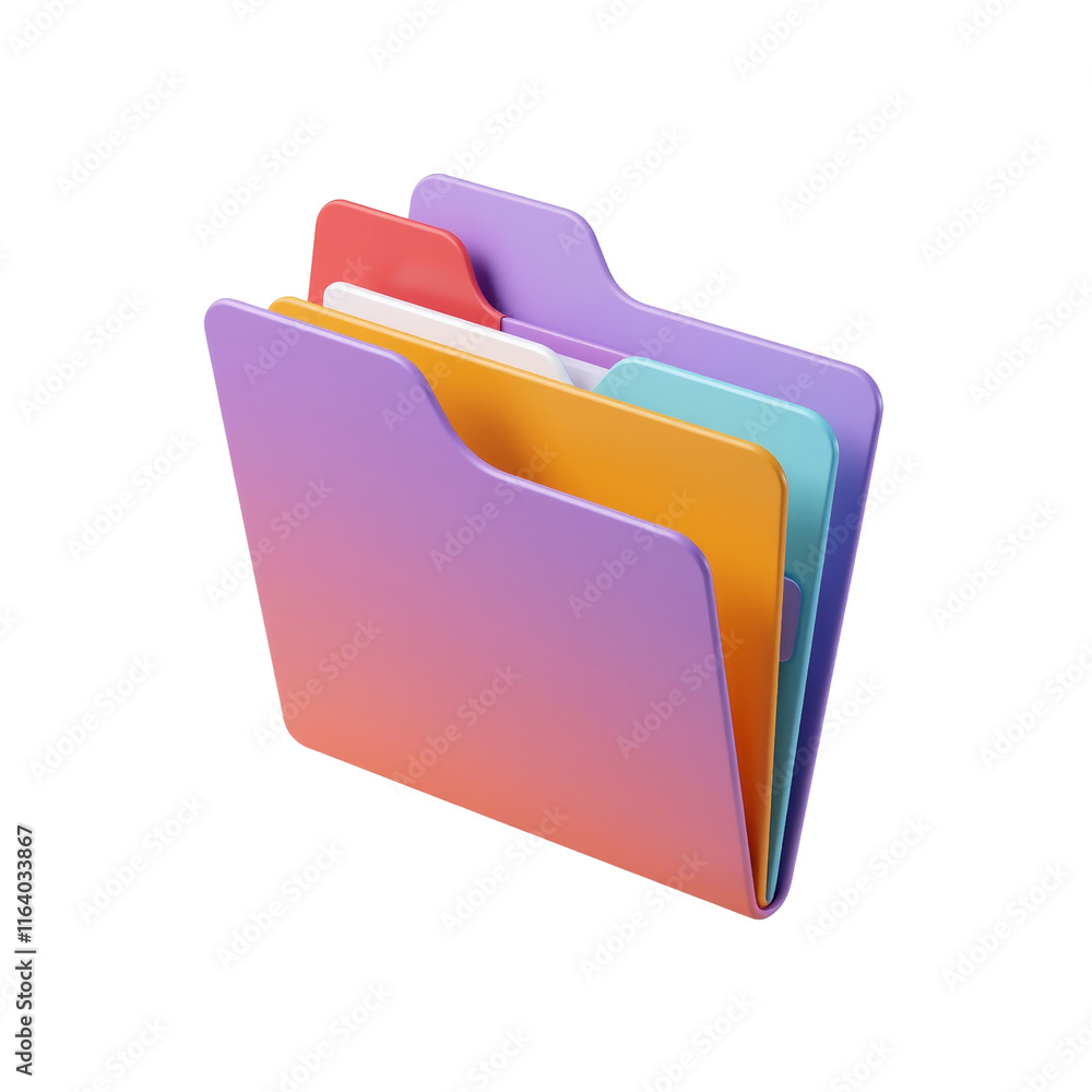 Colorful 3D Folder with Tech Elements Colorful 3D Folder with Tech Elements