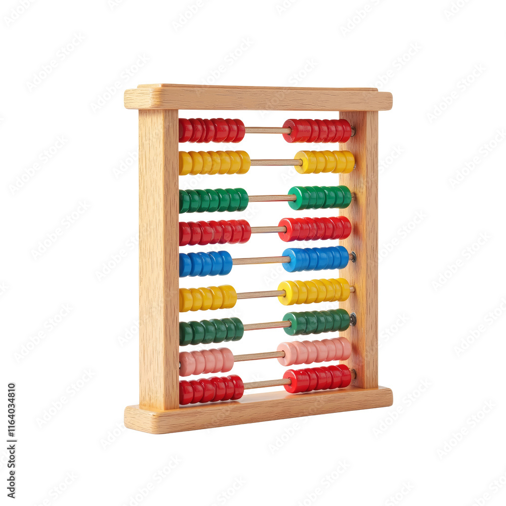 Colorful Abacus Display with Distinctive Beads in Sharp Focus Colorful Abacus Display with Distinctive Beads in Sharp Focus