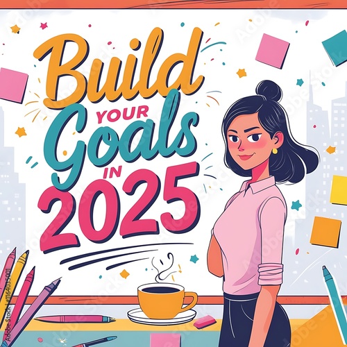 Build Your Goals in 2025 - Motivational Illustration