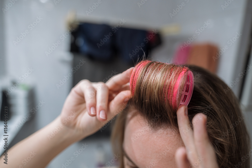 Naklejka premium hair rollers, hair styling, hairdresser