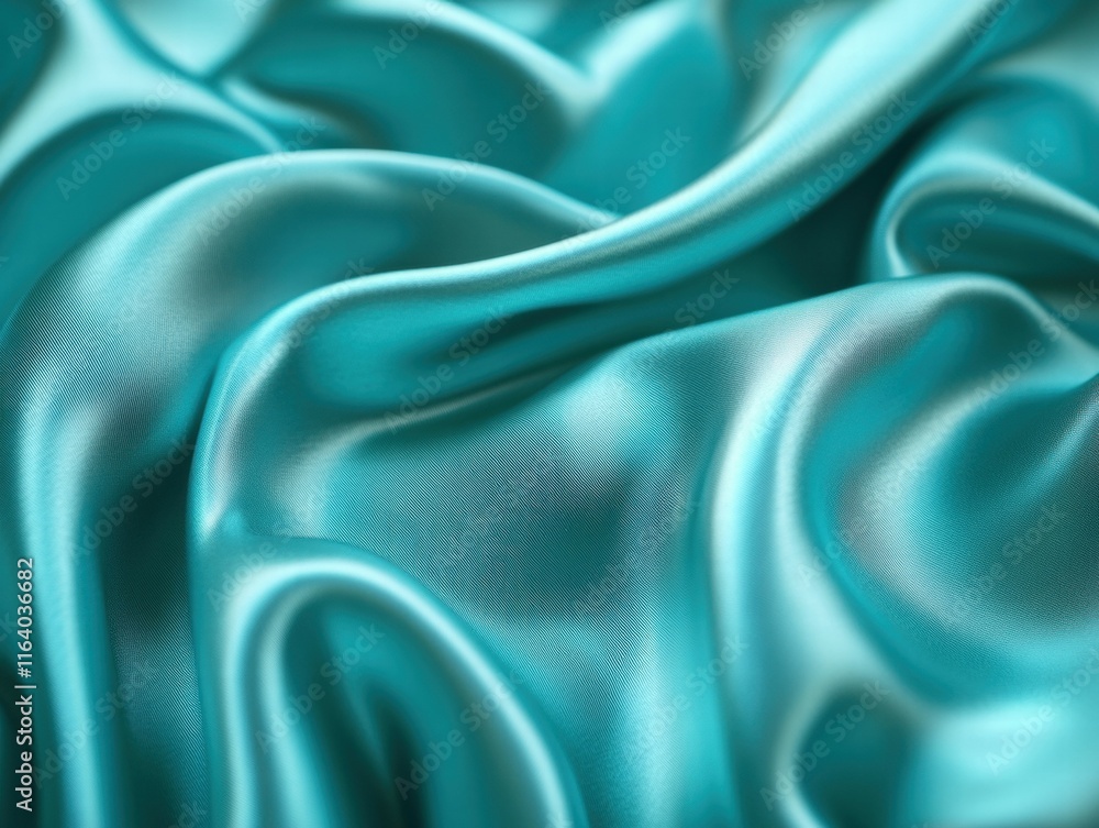 Obraz premium A close-up of luxurious teal satin fabric, showcasing its smooth texture and elegant drape.