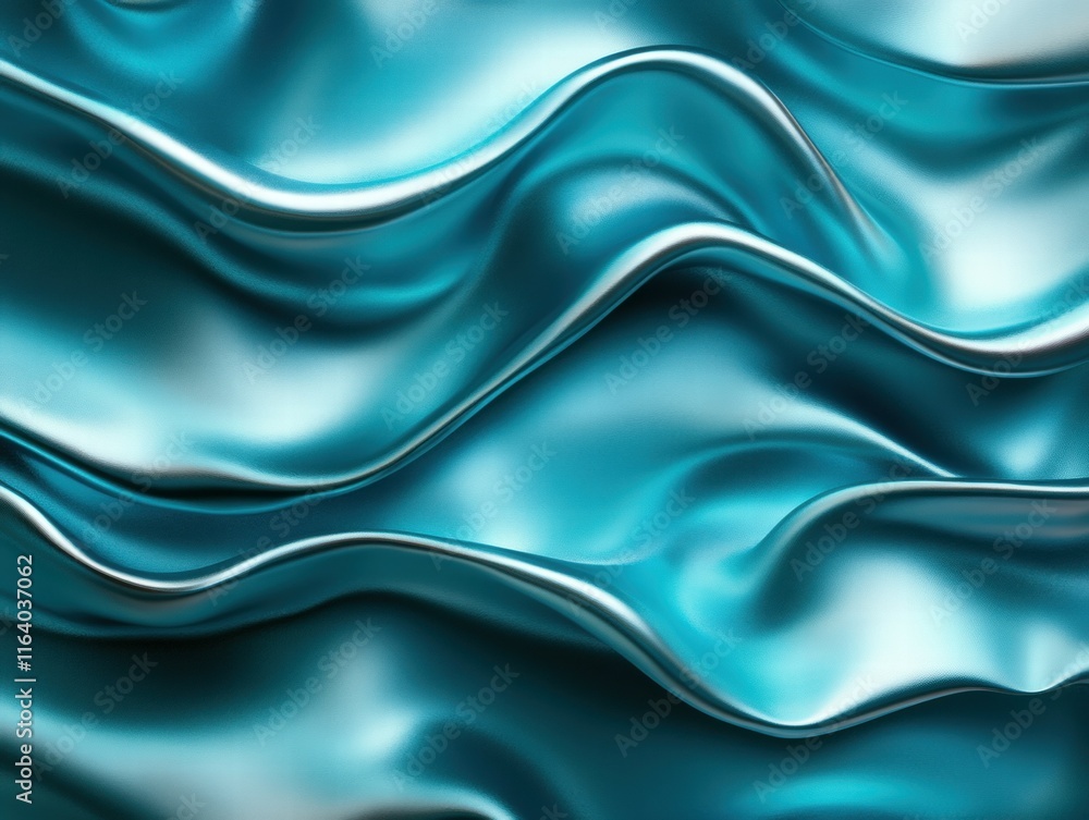 Obraz premium Smooth, flowing turquoise fabric creating elegant waves and reflections.