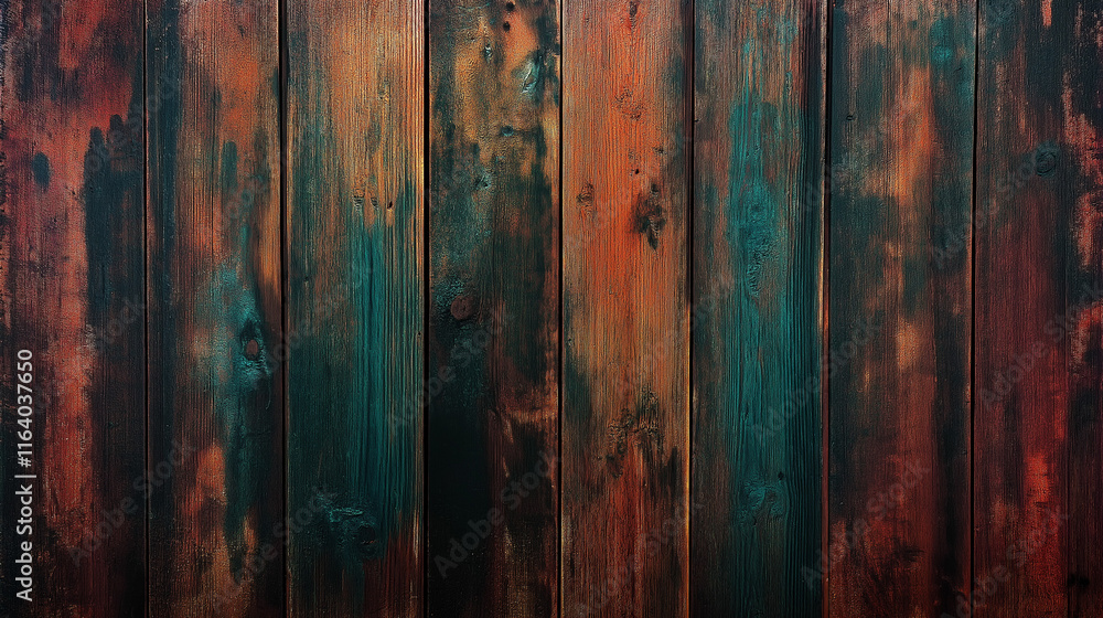 Obraz premium Distressed Wood Background with Blue and Orange Tone