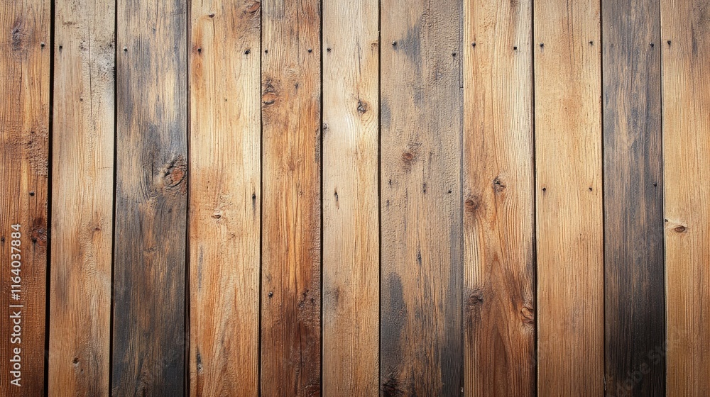 Naklejka premium Rustic wooden wall paneling in American style featuring natural textures and warm tones ideal for interior design backgrounds