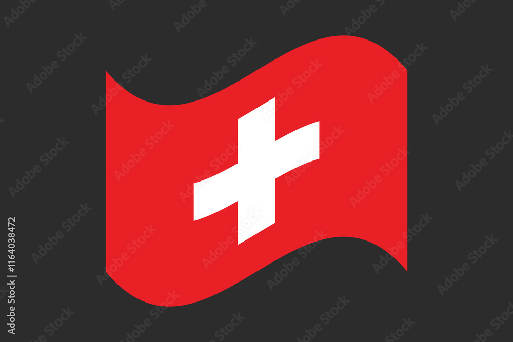 Obraz premium Switzerland flag, The flag of Switzerland, Flag of Switzerland national country symbol illustration Vector, Rectangle Switzerland flag illustration, Flat vector illustration 