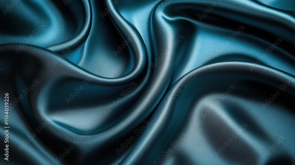 Fototapeta premium A close-up of smooth, dark blue satin fabric showcasing its texture and sheen.