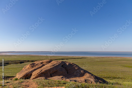 Bolshoe Bogdo mountain (or Big Bogdo mountain). Baskunchak Nature Reserve, Astrakhan region, Russia photo