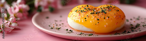 Heart-Shaped Egg Yolk Dish, Gourmet Food Photography, Culinary Image photo