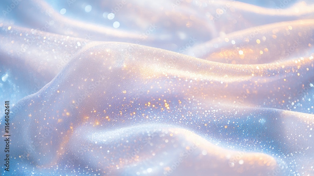 Luxury winter fabric texture with shimmering glitter and soft snowflakes creating an elegant holiday backdrop for fashion and beauty themes. Luxury winter fabric texture with shimmering glitter and soft snowflakes creating an elegant holiday backdrop for fashion and beauty themes.
