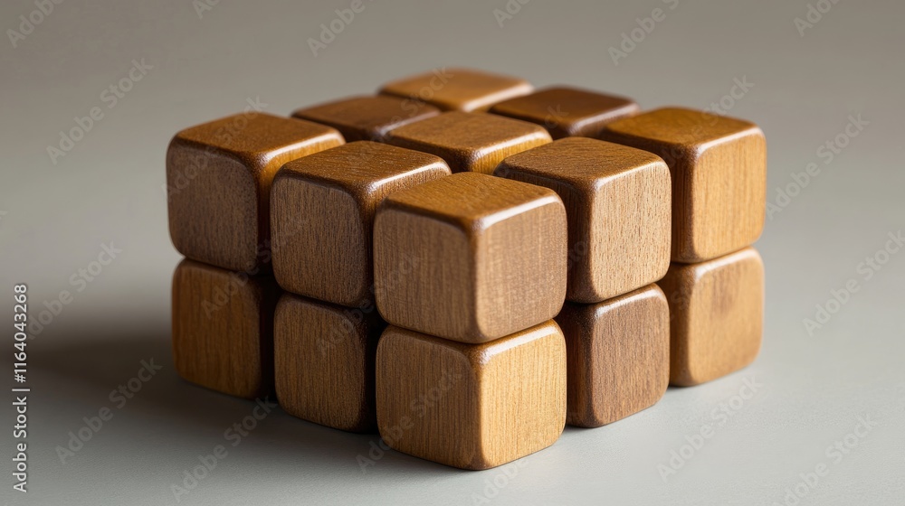 Wooden cube blocks arranged in a formation symbolizing teamwork leadership and human resources management concepts for business development Wooden cube blocks arranged in a formation symbolizing teamwork leadership and human resources management concepts for business development