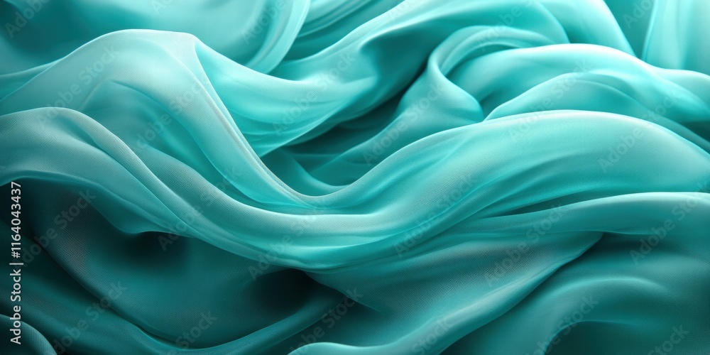 Fototapeta premium A flowing teal fabric creating a soft, elegant texture and visual depth.