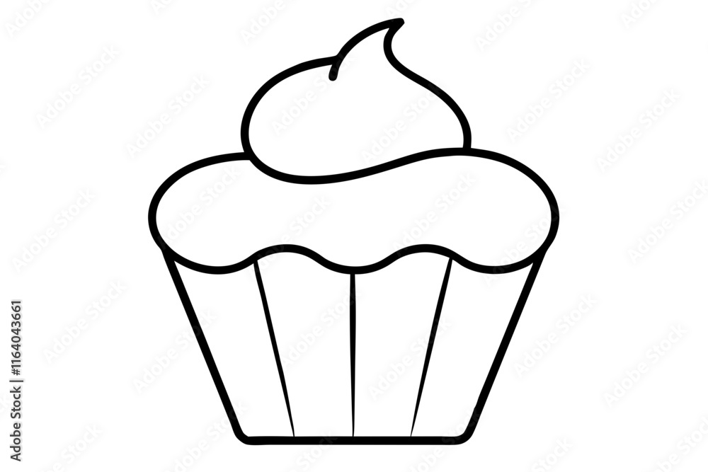 Minimalist Cupcake Line Art Drawing for Design Minimalist Cupcake Line Art Drawing for Design