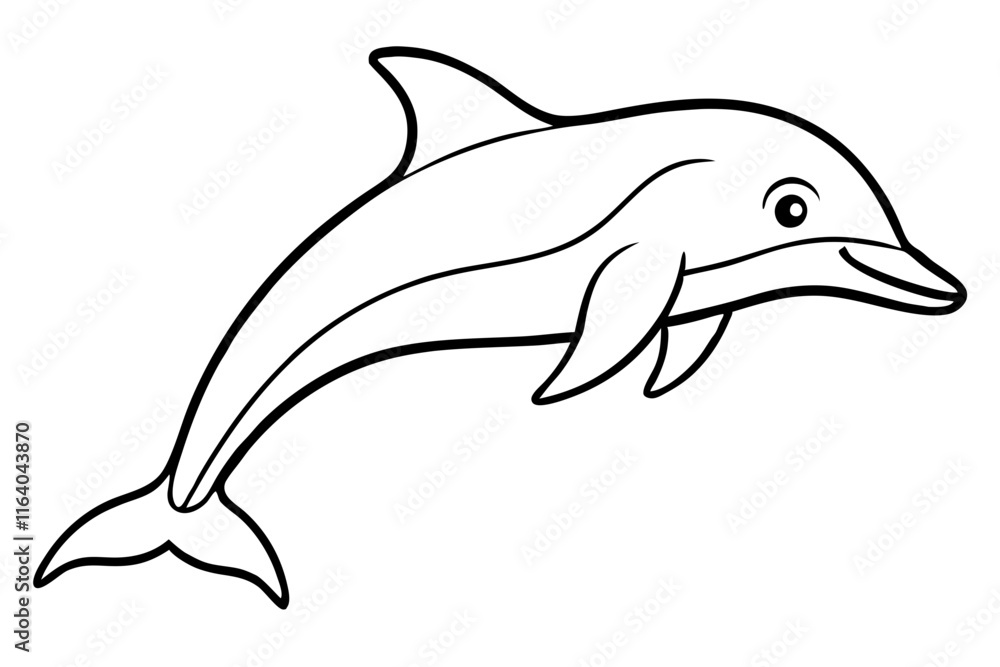 Dolphin Line Icon - Minimal Vector Illustration Dolphin Line Icon - Minimal Vector Illustration