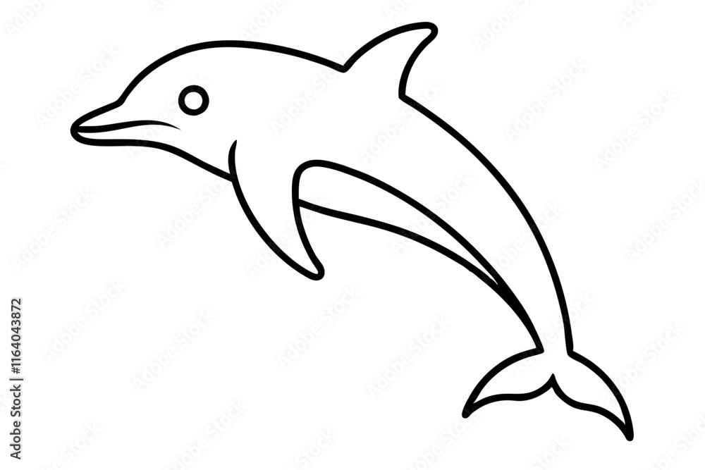 Dolphin Line Icon - Minimal Vector Illustration Dolphin Line Icon - Minimal Vector Illustration