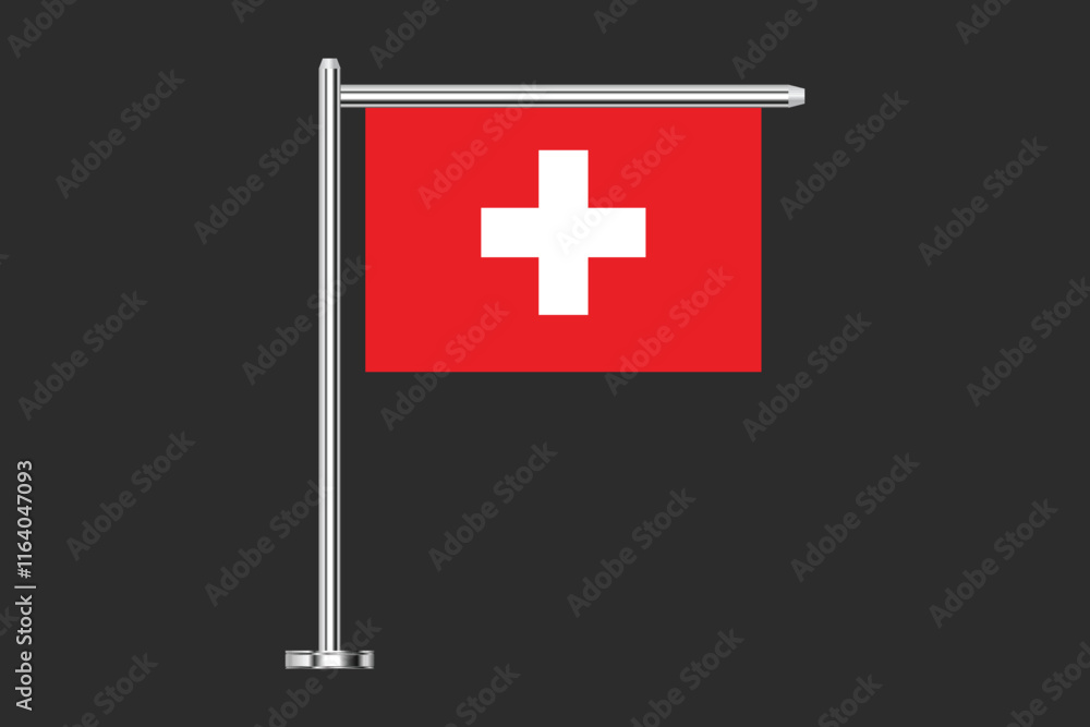 Obraz premium Switzerland flag, The flag of Switzerland, Flag of Switzerland national country symbol illustration Vector, Rectangle Switzerland flag illustration, Flat vector illustration