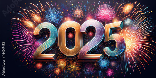 Creative and festive design celebrating the beginning of the year 2025