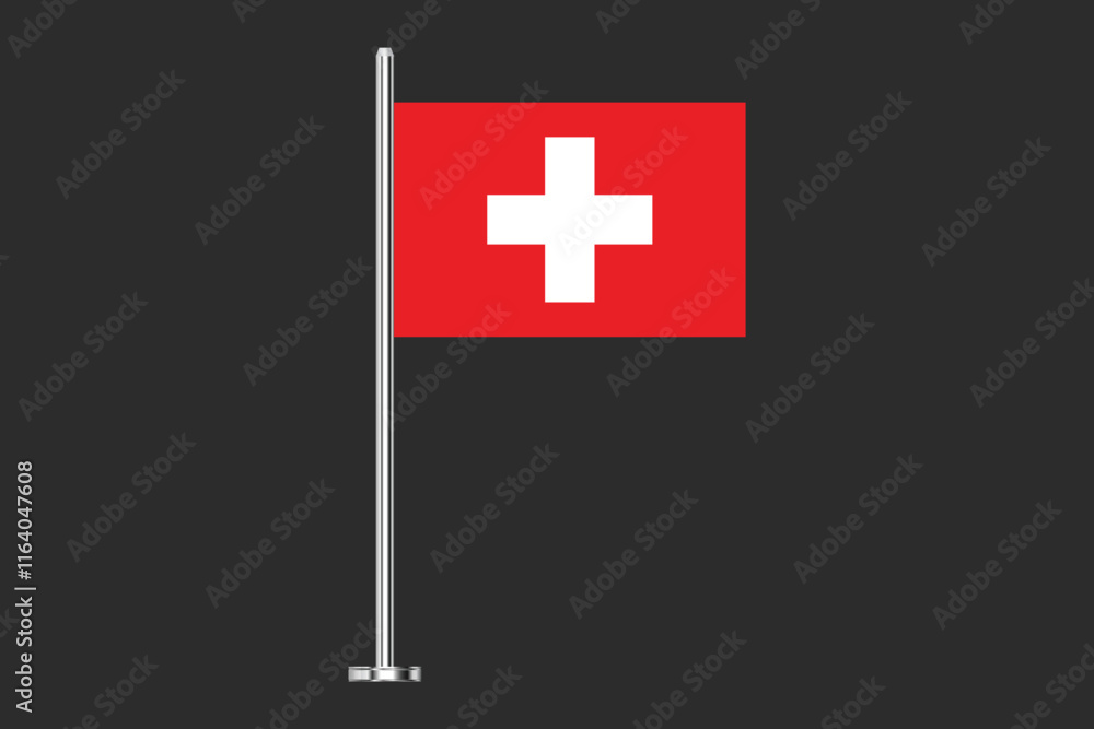 Obraz premium Switzerland flag, The flag of Switzerland, Flag of Switzerland national country symbol illustration Vector, Rectangle Switzerland flag illustration, Flat vector illustration 