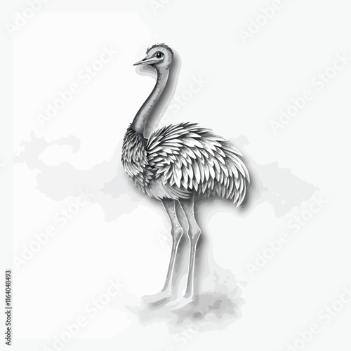 Ostrich icon vector line art illustration