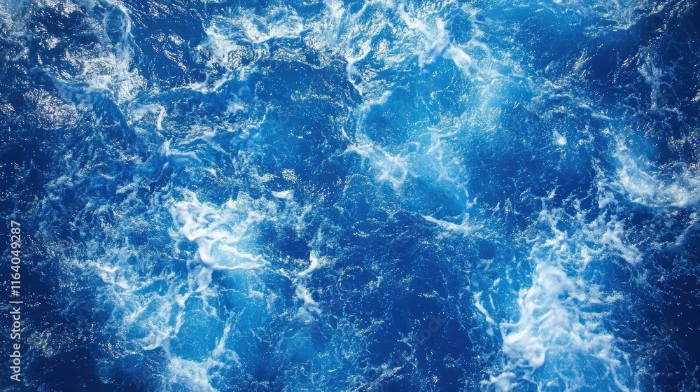 Aerial view of vibrant blue ocean waves creating dynamic water texture for nautical themed backgrounds and designs Aerial view of vibrant blue ocean waves creating dynamic water texture for nautical themed backgrounds and designs