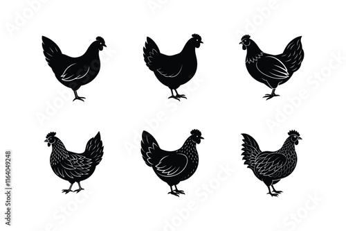 "Set of Hen Vector Illustration"

