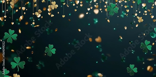 Dazzling green glitter sets the stage in this St. Patrick's backdrop, complemented by a banner ready for text photo