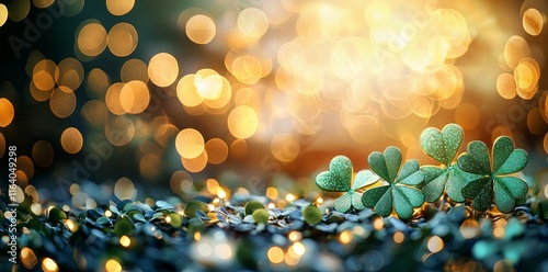 St. Patrick's Glitter provides a mesmerizing green sparkly background, alongside a banner designed for text photo